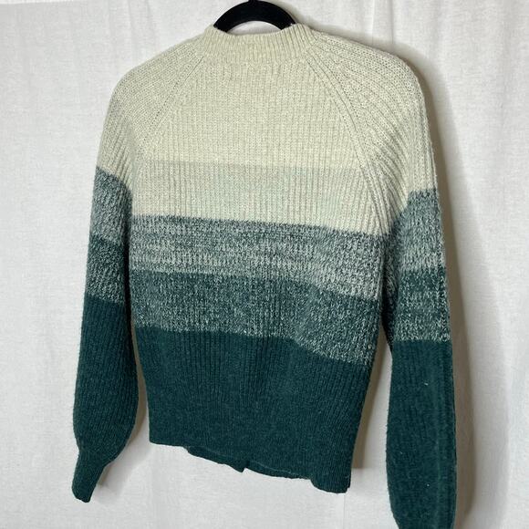 Vero‎ Moda Green Ombre Puff Sleeve Button Front Cardigan Sweater Stripe Medium - Picture 4 of 8